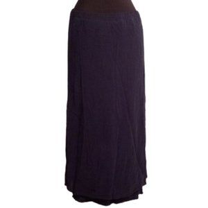 Private Edition Chico's 2 L Dark Blue Midi Skirt Elastic Waist Stretchy